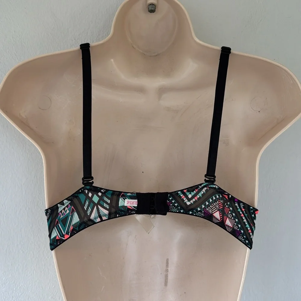 PINK Victoria’s Secret colorful neon geometric wear everywhere push up bra 32A